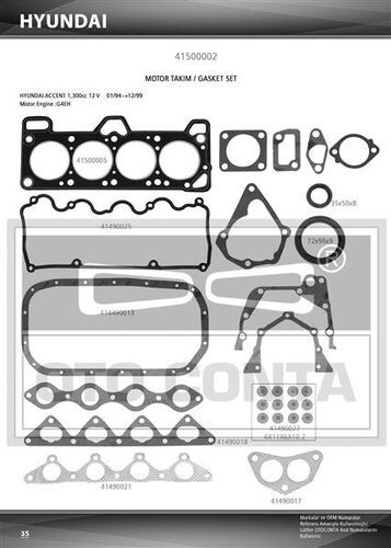 MOTOR TAKIM CONTASI KECELI ACCENT 1.3 12V BENZINLI 1994 1999